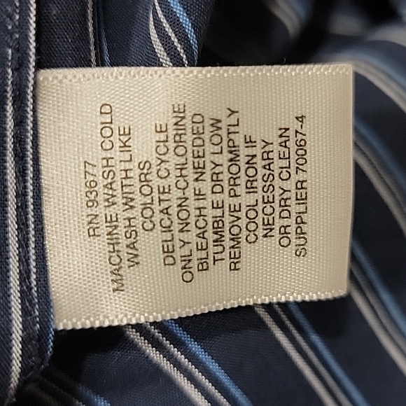 Claiborne Easy Care Blue with Stripes Button Down Shirt Men's Size XXL - Picture 13 of 15